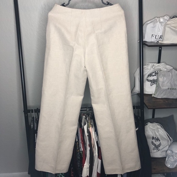 VALENTINO Boutique Embroidered Beaded Linen Wide Leg Trousers - Picture 8 of 12